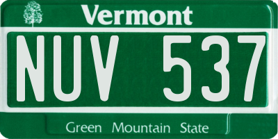 VT license plate NUV537
