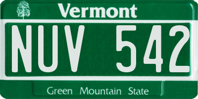 VT license plate NUV542