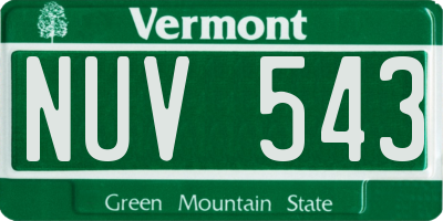 VT license plate NUV543