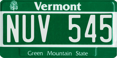 VT license plate NUV545