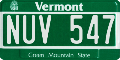VT license plate NUV547