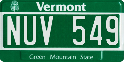 VT license plate NUV549