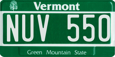 VT license plate NUV550