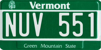 VT license plate NUV551