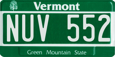 VT license plate NUV552
