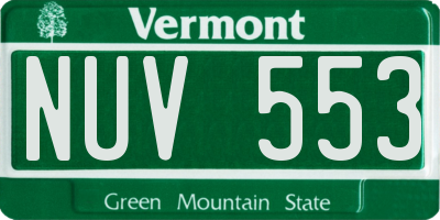 VT license plate NUV553