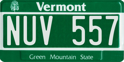 VT license plate NUV557