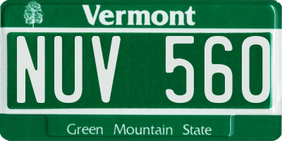 VT license plate NUV560