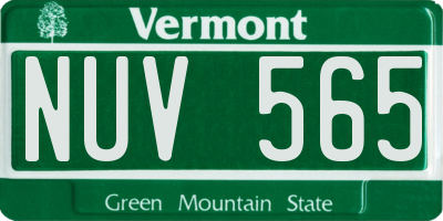 VT license plate NUV565