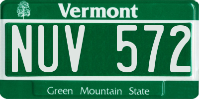 VT license plate NUV572