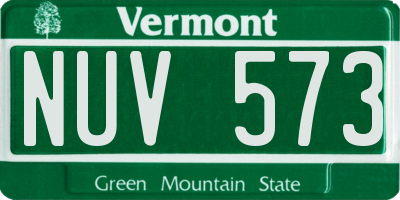 VT license plate NUV573