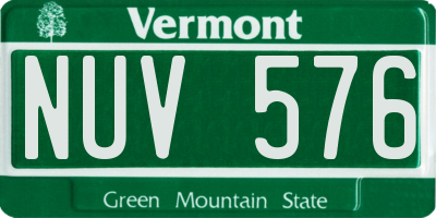 VT license plate NUV576