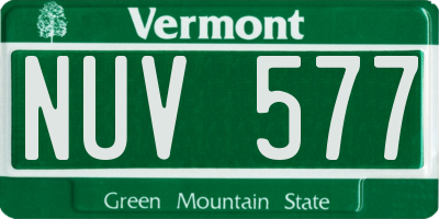 VT license plate NUV577