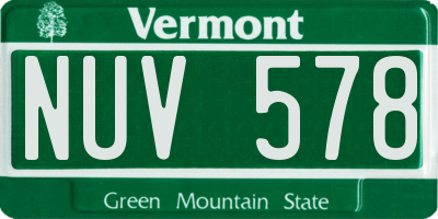 VT license plate NUV578