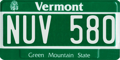VT license plate NUV580