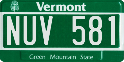 VT license plate NUV581
