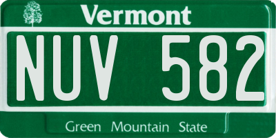 VT license plate NUV582