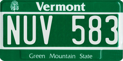 VT license plate NUV583