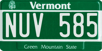 VT license plate NUV585