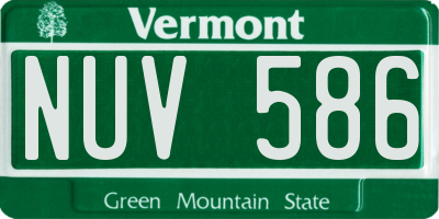 VT license plate NUV586