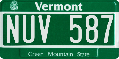 VT license plate NUV587
