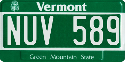 VT license plate NUV589