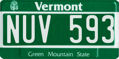 VT license plate NUV593