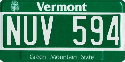 VT license plate NUV594