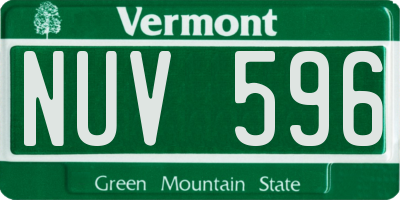 VT license plate NUV596