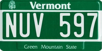VT license plate NUV597