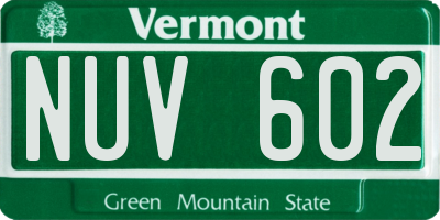 VT license plate NUV602