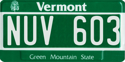 VT license plate NUV603