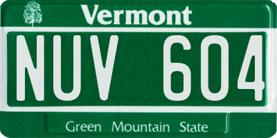 VT license plate NUV604