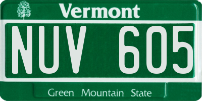 VT license plate NUV605
