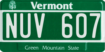 VT license plate NUV607