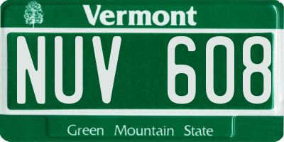 VT license plate NUV608