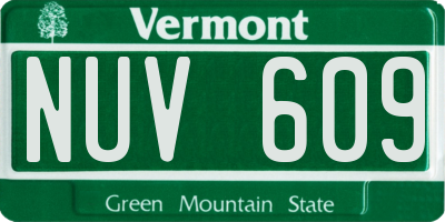 VT license plate NUV609