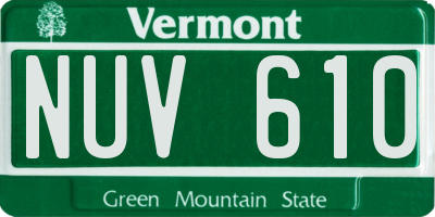 VT license plate NUV610
