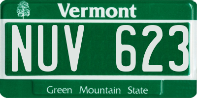 VT license plate NUV623