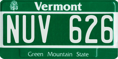 VT license plate NUV626