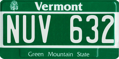VT license plate NUV632