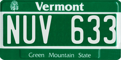 VT license plate NUV633