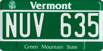 VT license plate NUV635