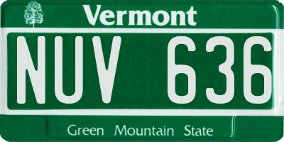 VT license plate NUV636