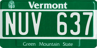 VT license plate NUV637