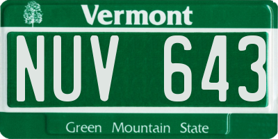 VT license plate NUV643