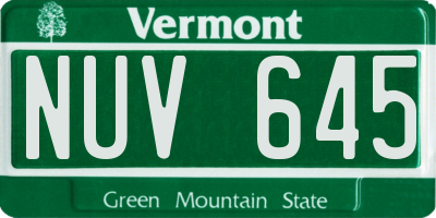 VT license plate NUV645