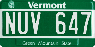 VT license plate NUV647
