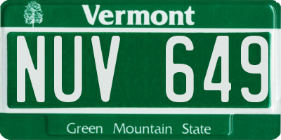 VT license plate NUV649