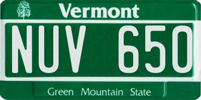 VT license plate NUV650